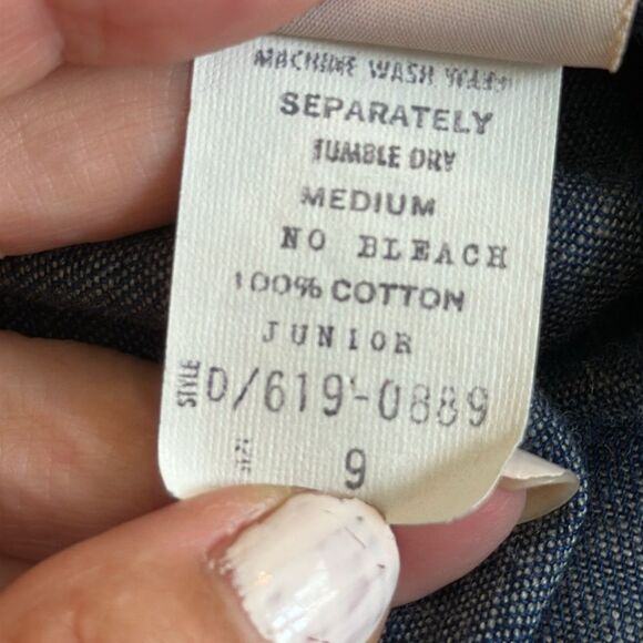 Vintage 70s Contemporary Corner Blue Denim Midi Skirt with Ruffle Hem - Picture 8 of 8